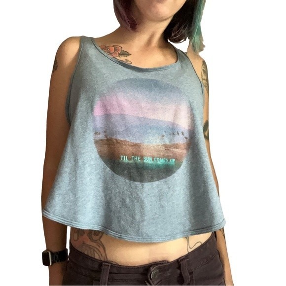 Hollister Cropped Tank Open Back Detail Size Small S Blue Tulip - Picture 5 of 12